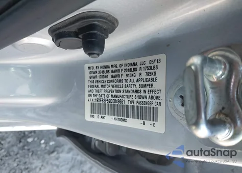 2013 Honda Civic Lx from USA, damaged, VIN 19XFB2F59DE049651